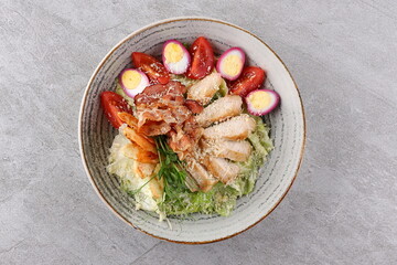 Caesar Salad: Classic salad with romaine lettuce, croutons, Parmesan, and Caesar dressing.