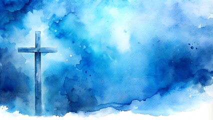 watercolor banner with cross for christian themes