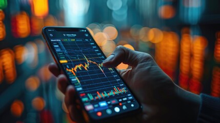 Market Momentum: Businessman Active in Stock Exchange via App