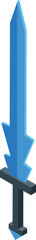 Blue fantasy sword pointing down in isometric projection