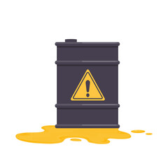 Hazardous materials container with chemical spill vector icon symbol