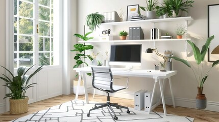 Fototapeta premium Stylish Home Office Spaces of Inspiring Designs for Productivity and Comfort