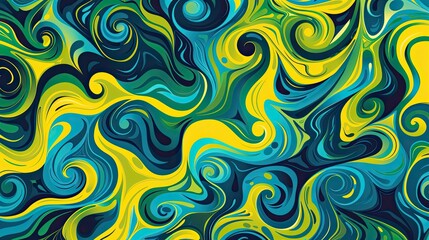 Obraz premium Playful neon yellow and blue flowing curves and loops creating a dynamic pattern.