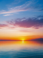 Fototapeta premium Beautiful sunset over the sea. Reflections of the sky at twilight and the sea for leisure travel on holidays