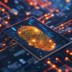 Navigating Digital Forensics, Cyber Security Concept: The Vital Business Security Concept Enhanced by Digital Screen Fingerprint Scanning.