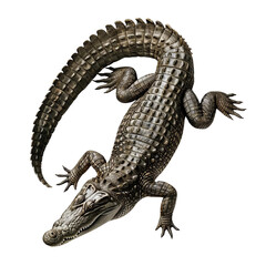 Fototapeta premium A detailed photo of a crocodile with a black background.