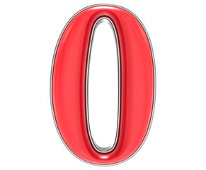 Number 0 Red 3D Rendering