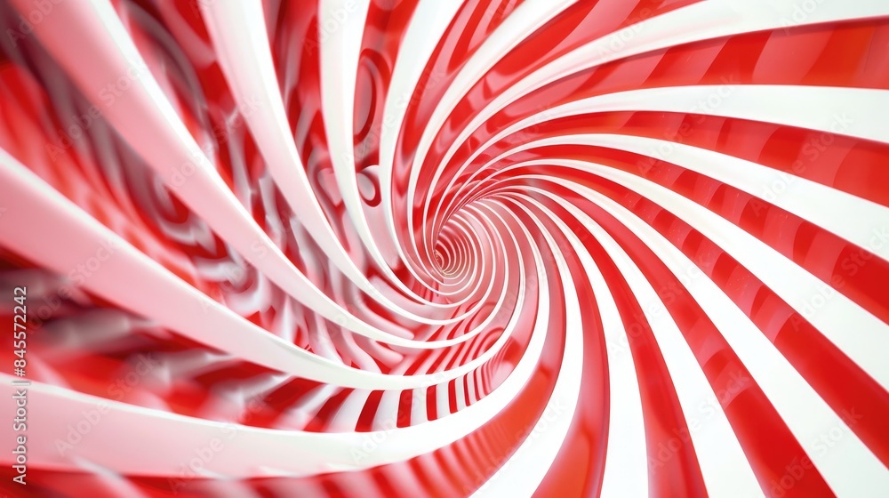 Poster spiraling neon red and white lines creating a vibrant, playful abstract pattern.