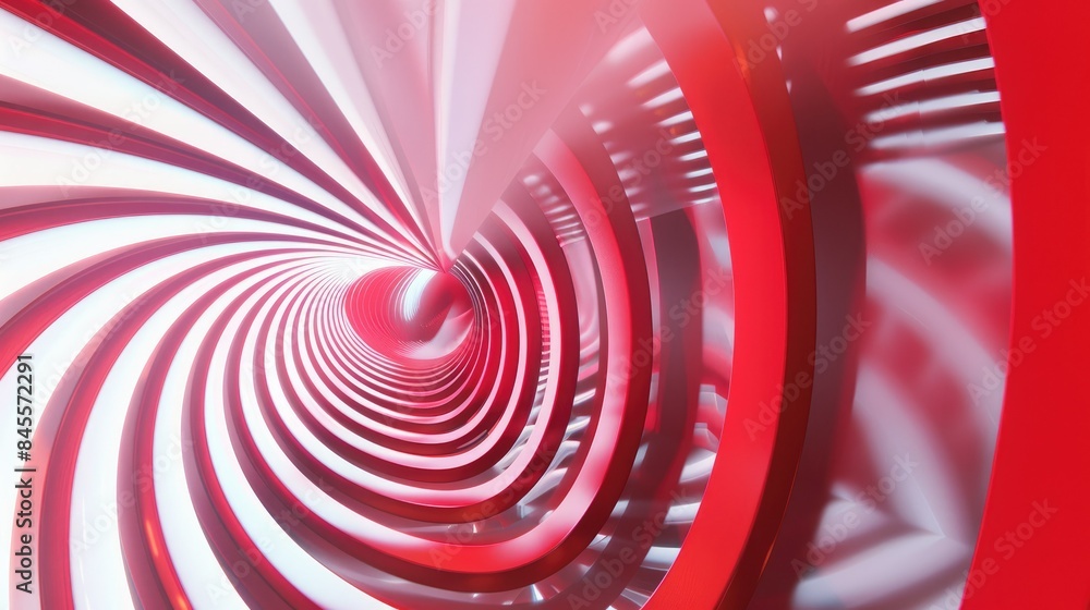 Poster spiraling neon red and white lines creating a vibrant, playful abstract pattern.