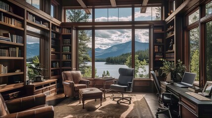 Fototapeta premium Stylish Home Office Spaces of Inspiring Designs for Productivity and Comfort
