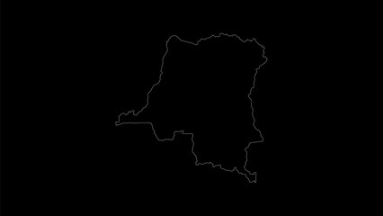 Congo map vector illustration. Drawing with a white line on a black background.