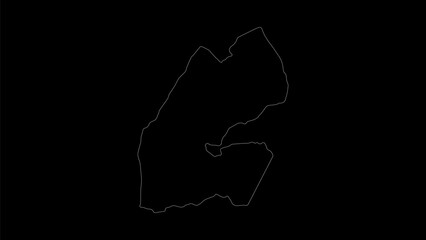 Djibouti map vector illustration. Drawing with a white line on a black background.