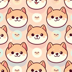seamless pattern with shiba