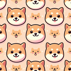seamless pattern with shiba