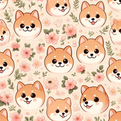 seamless pattern with shiba