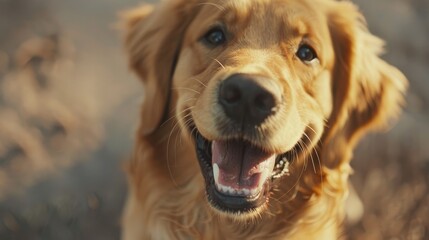 Obraz premium Beaming dog with a contagious smile, its eyes reflecting genuine happiness and affection
