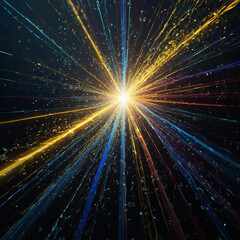 Fototapeta premium Futuristic Urban Scene Featuring a Dynamic Burst of Light and Streaks of Illuminated Trails in a High-Tech Industrial Setting