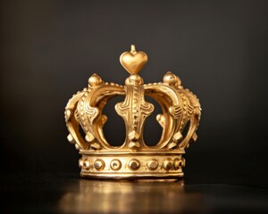 A majestic royal gold crown adorned with a heart motif, symbolizing love and elegance
