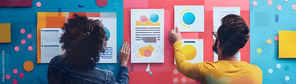 Poster ux designers brainstorming on a new tech app user centric design concept