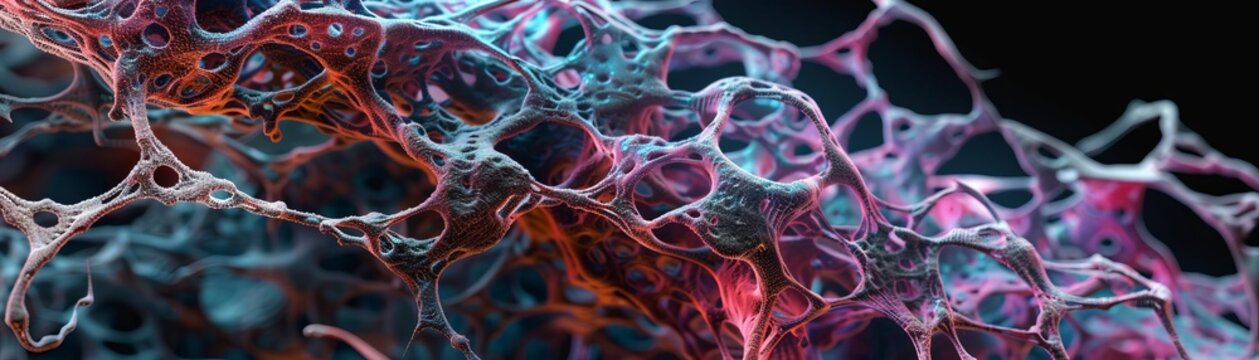 161 Microscopic view of alien organic biomaterial fibrous structure 3D