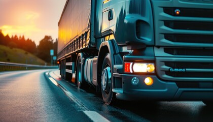 Naklejka premium Transportation Titan: Macro Shot of a Truck