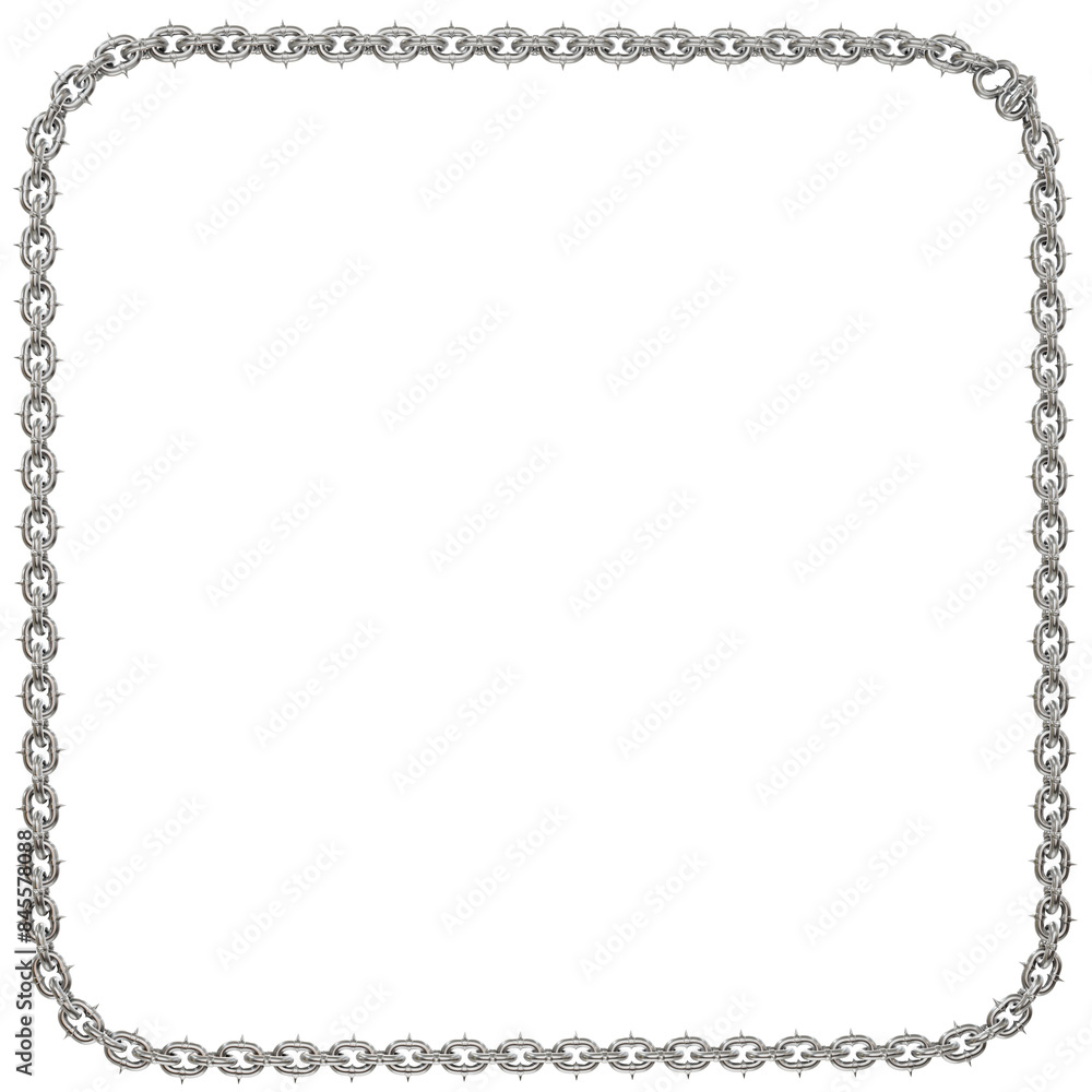 Poster 3d render is a powerful statement! sharp-tipped gold chains intertwine, forming a luminous square th