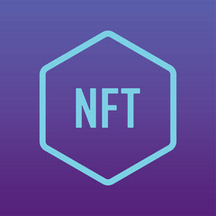 Outline NFT icon, with editable stroke. Linear nft sign, non-fungible token pictogram. Crypto art, virtual cryptography artwork, collectible digital token. nft banner for website. Non-renewable token.