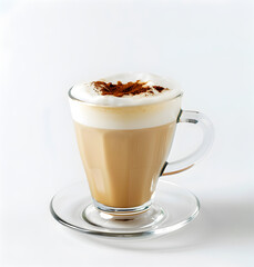 Cappuccino coffee with foam in a glass