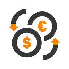 foreign currency exchange icon from dollars to euros