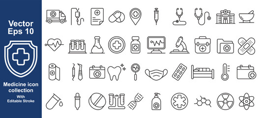 Health care icon line vector design illustration template in trendy style. Editable stroke