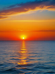 Fototapeta premium Beautiful view of the sunset on the sea