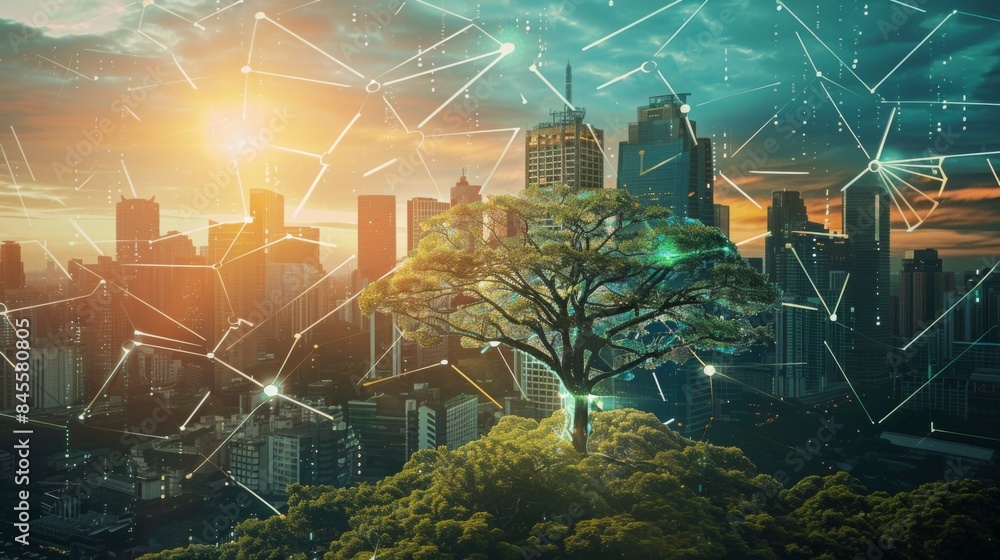 Poster future environmental conservation and sustainable esg modernization development by using technology 