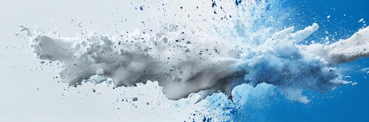 white and blue powder splash design