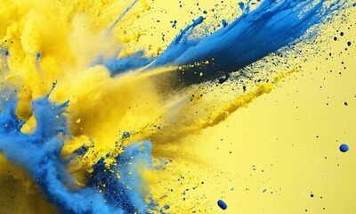 yellow and blue powder splash design