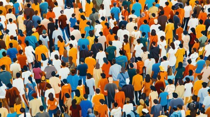 Fototapeta premium A diverse assembly of cut-out people standing together, symbolizing community and collaboration.