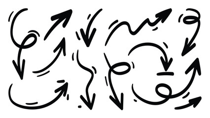 Arrow vector. Hand drawn brush stoke, speech bubble, line, cute doodle glitter pen line elements. vector illustration.