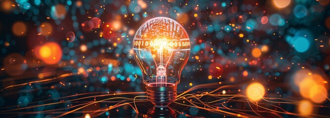 Illuminating Fusion - Light Bulb Surrounded by Holographic Elements