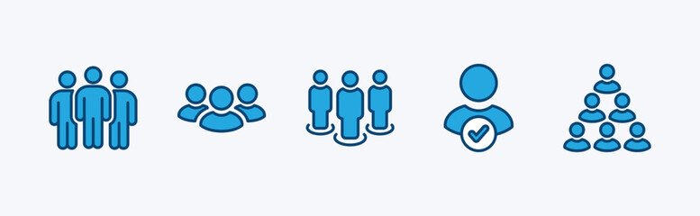 Set of people, human, person icon. Containing participants, group, team, organization, community, population, audience, member. Vector illustration