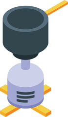 Chemical experiment with glass flask and metal stand being heated by bunsen burner