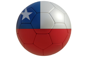 Fototapeta premium Soccer ball with chilean flag isolated on white transparent. Football in Chile