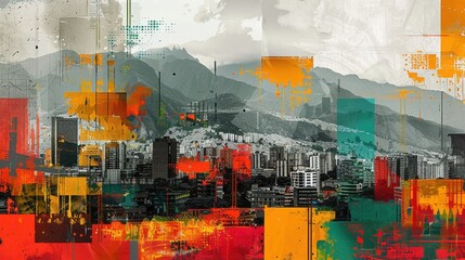 Fototapeta premium Historic La Candelaria District of Bogotá Art Collage