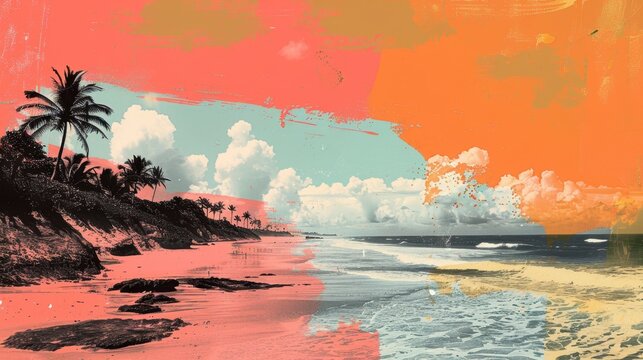 Canoa Quebrada Beach in Cear&aacute; Art Collage


