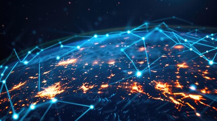 Digital World: Interconnected Database Nodes Globe