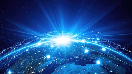 Connected World: Earth Globe with Interconnected Databases