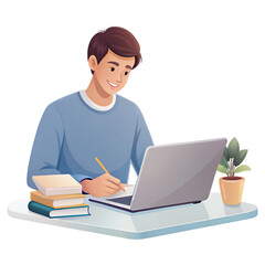 Young businessman working with computer remotely