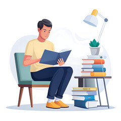 Young businessman working with computer remotely