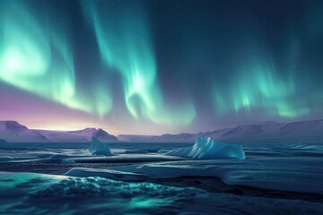 Naklejka premium Arctic Glow: Iceland's Mesmerizing Aurora Borealis
