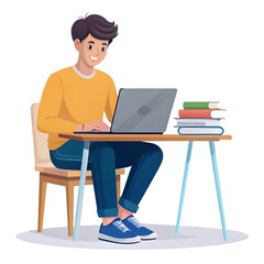 Young businessman working with computer remotely