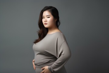 Obraz premium 痩せたいのにダイエットに失敗してまた太ったことに悩む肥満女性 