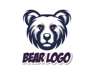 Bear mascot emblem badge club with red eyes logo vector illustration clip art business game fighter  sticker t shirt design editable